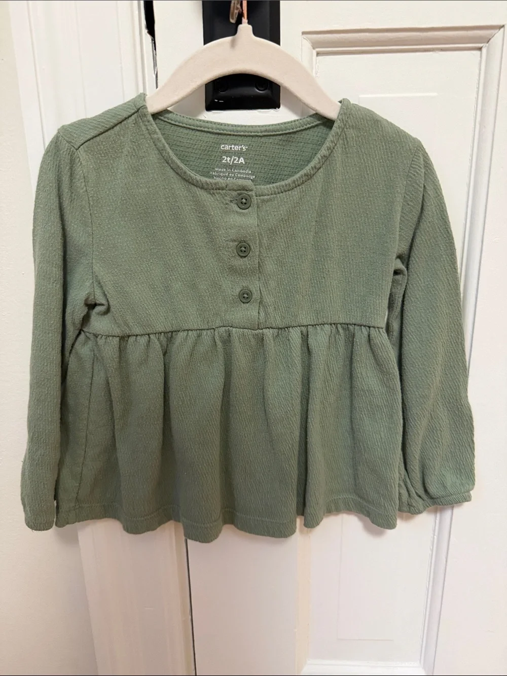 Carter's Girls Long Sleeve Tops - Rust, Sage Green, Light Purple